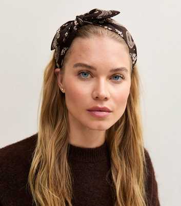 Brown Paisley Knot Bandana Headband