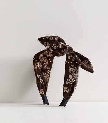 Brown Paisley Knot Bandana Headband