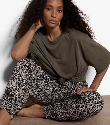Apricot Brown Animal Print Joggers