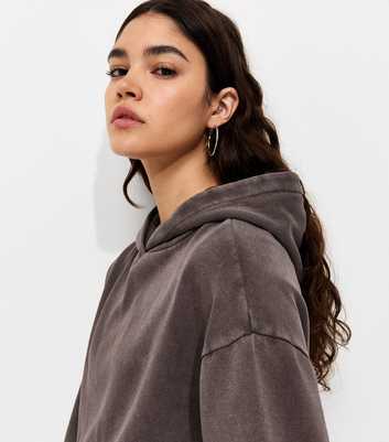 Brown Cotton Rich Acid Wash Hoodie