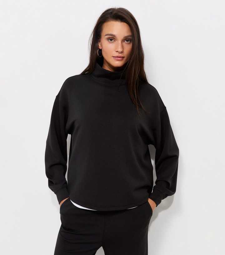 Premium Black Funnel Neck Sweatshirt