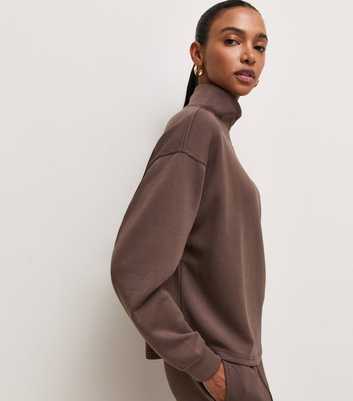 Premium Brown Funnel Neck Sweatshirt