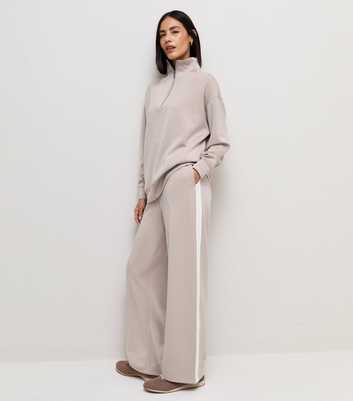Premium Mink Side Stripe Wide Leg Jogger Trousers