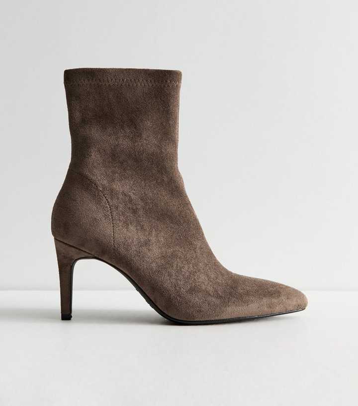 Light Brown Faux Suede Sock Boots