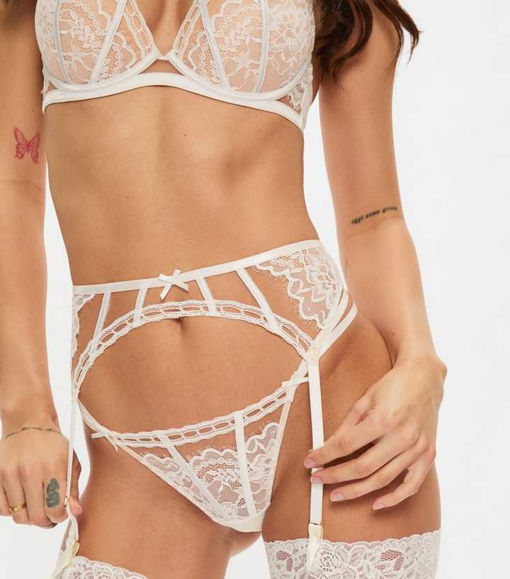 Ann Summers White Caged Lace Suspender Belt | New Look