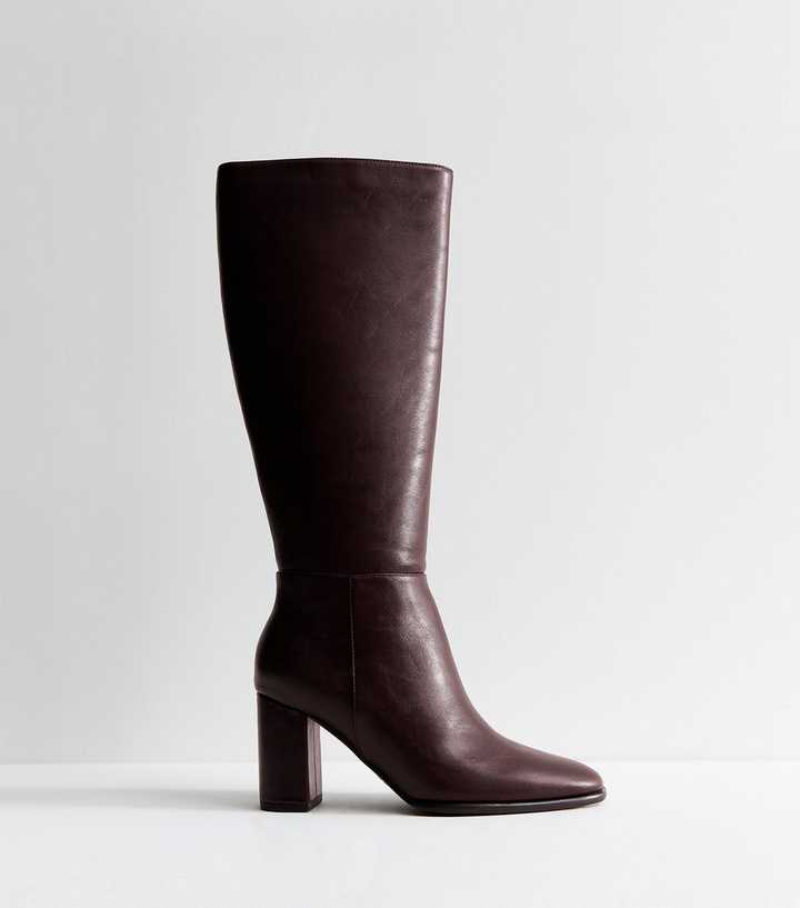 Dark Burgundy Faux Leather Knee High Boots
