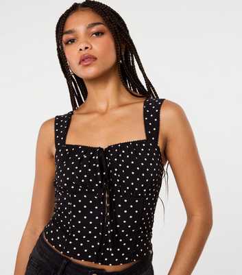 Pink Vanilla Black Polka Dot Corset Top