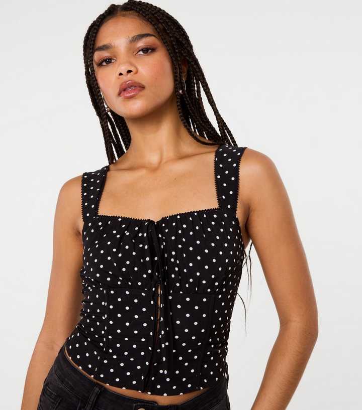 Pink Vanilla Black Polka Dot Corset Top