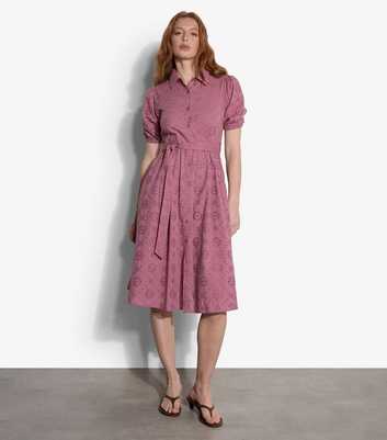 Apricot Light Burgundy Broderie Shirt Dress