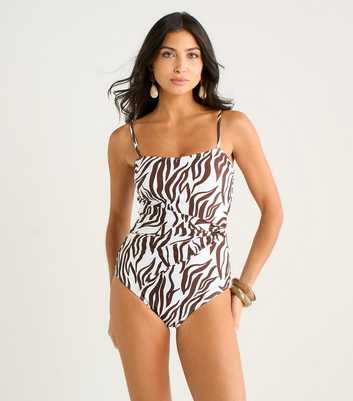 Gini London Brown Zebra Print Swimsuit