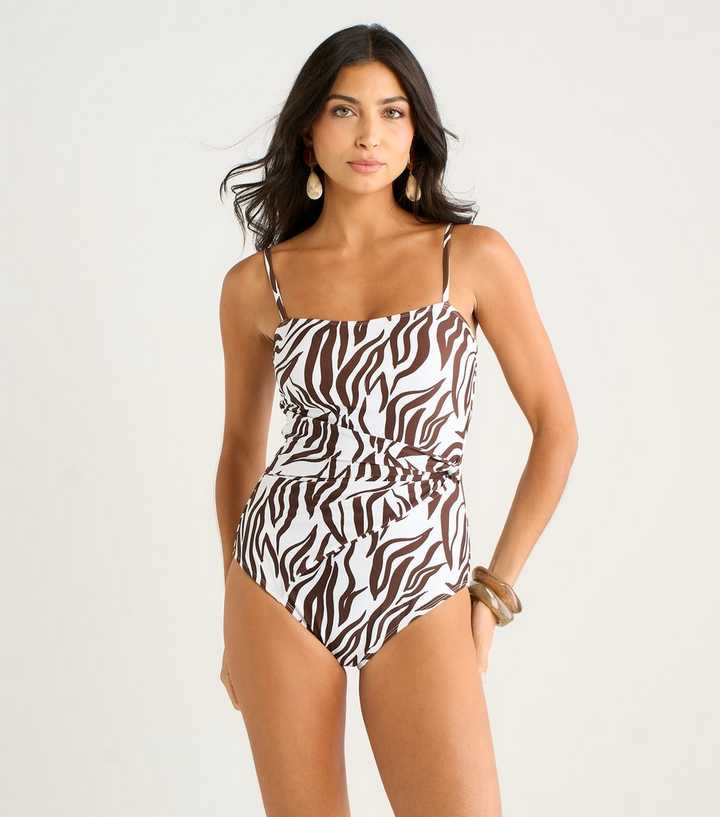 Gini London Brown Zebra Print Swimsuit