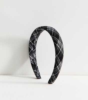 Black Check Pattern Padded Headband