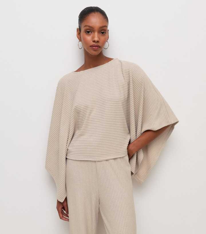 Cream Soft Touch Ribbed Cape