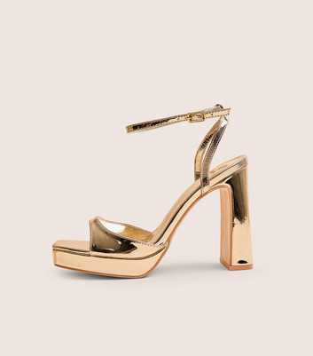 Public Desire Gold Resist Peep Toe Platform Sandals