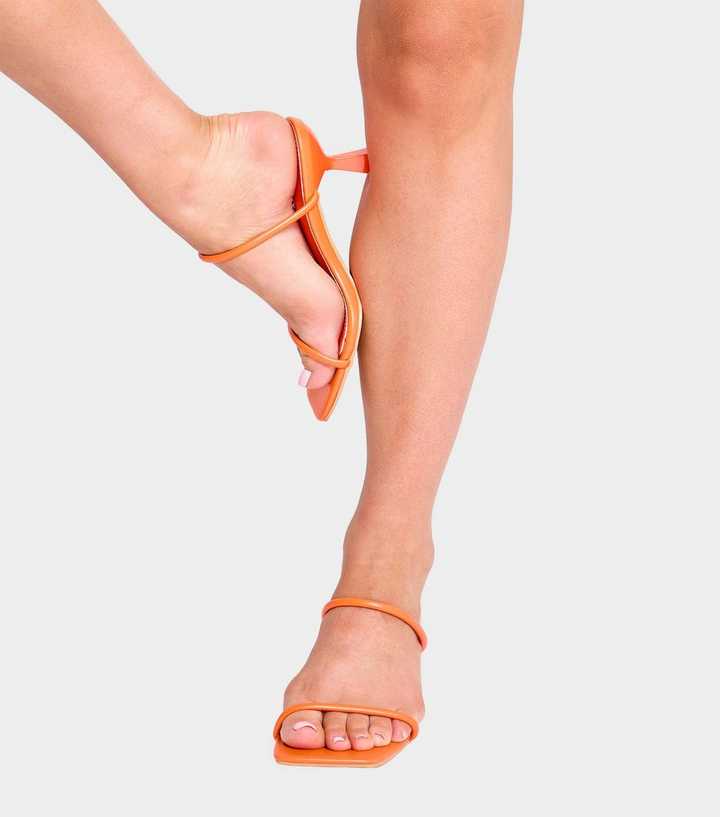 Public Desire Bright Orange Mimi Double Strap Stiletto Mules