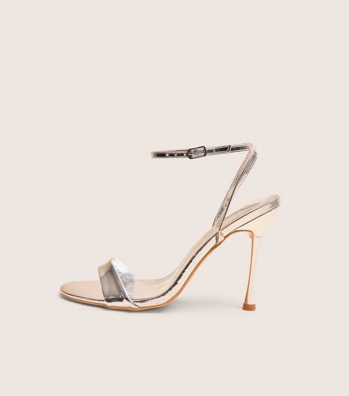 Public Desire Silver Soho Bare There Stiletto Sandals