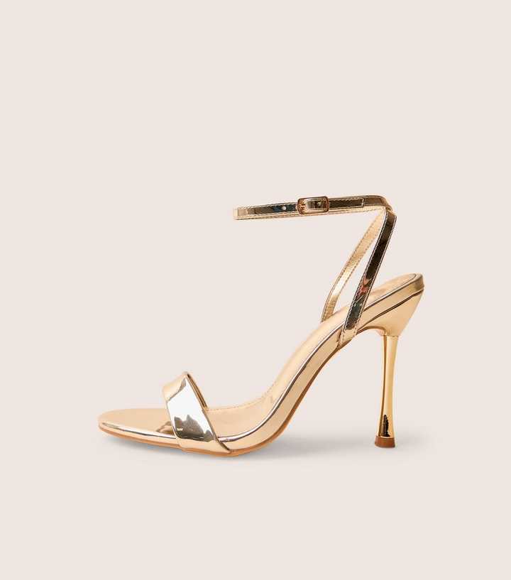 Public Desire Gold Soho Bare There Stiletto Sandals | New Look
