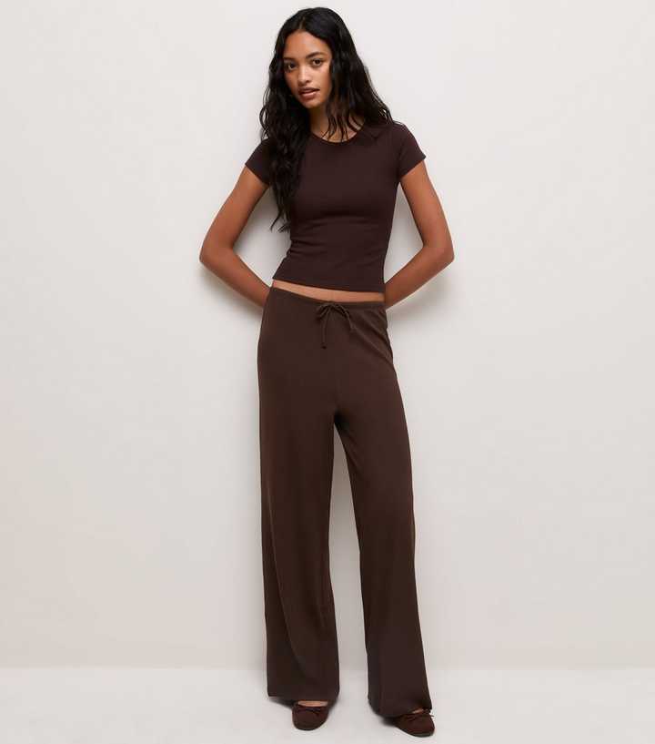 Dark Brown Cotton Rich Jersey Drawstring Trousers