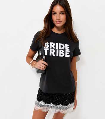 Black Cotton Bride Tribe Relaxed Fit T-Shirt