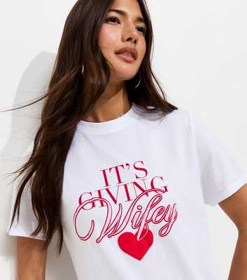 White Cotton It's Giving Wifey Logo T-Shirt
