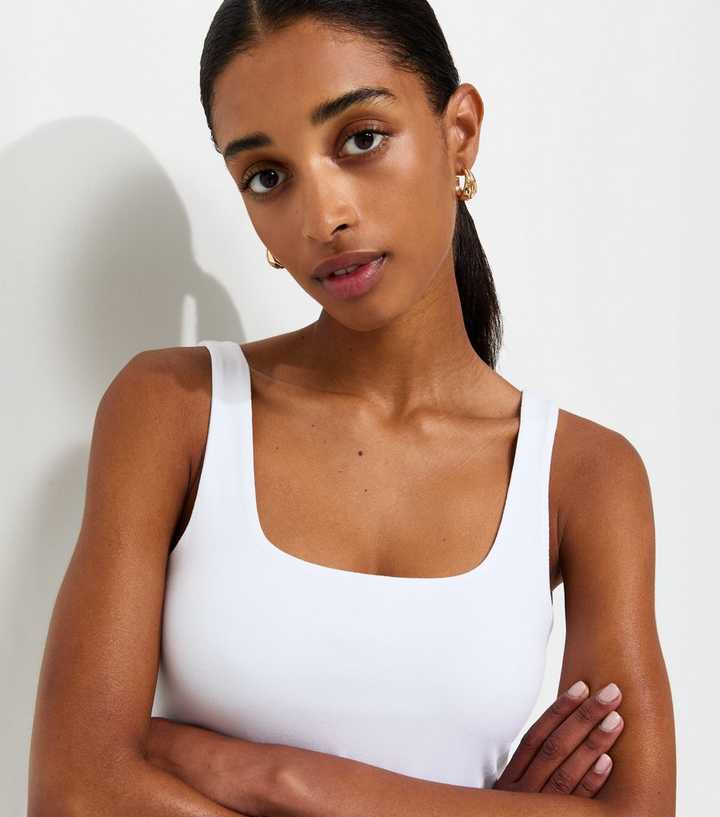 White Cotton Rich Square Neck Vest Top