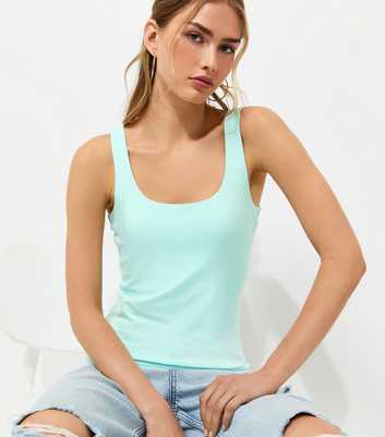Mint Green Cotton Rich Square Neck Vest Top