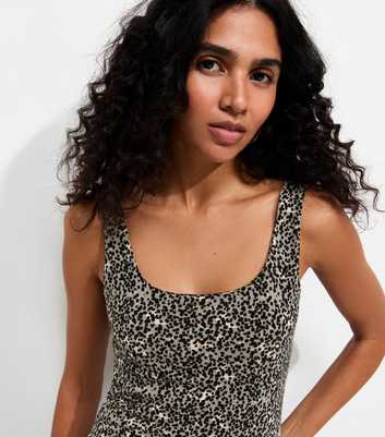 Leopard Print Cotton Rich Square Neck Vest
