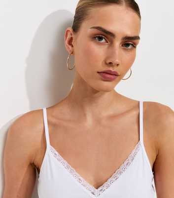 White Lace Trim V-Neck Cami Top