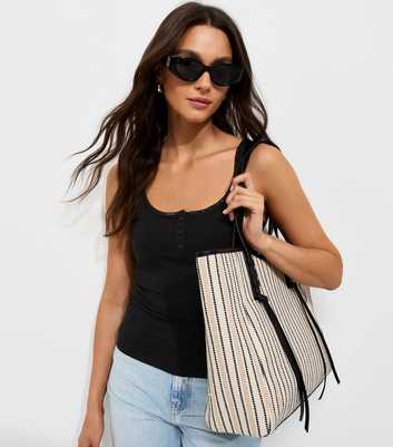 Black Cotton Rich Lace Trim Henley Cami Top