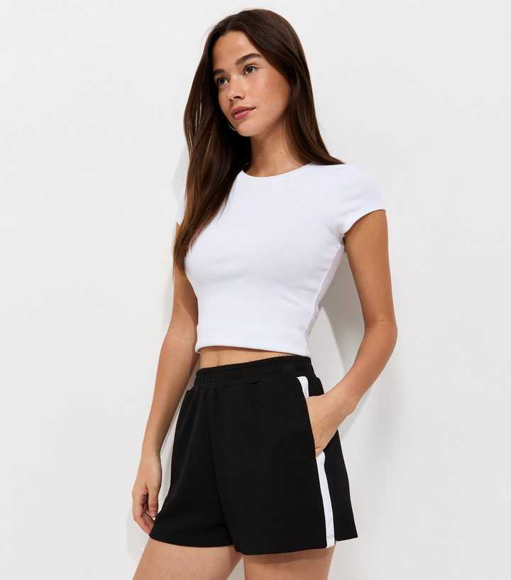 Premium Black Jersey Side Stripe Shorts