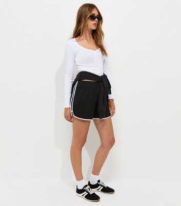 Premium Black Side Stripe Runner Shorts
