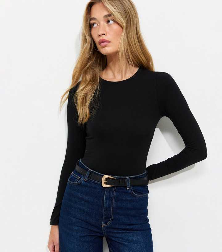 Tall Black Long Sleeve Crew Neck Bodysuit