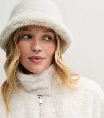 Cream Faux Fur Bucket Hat