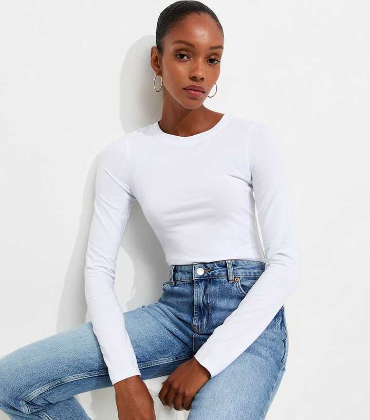 White Long Sleeve Crew Neck Body