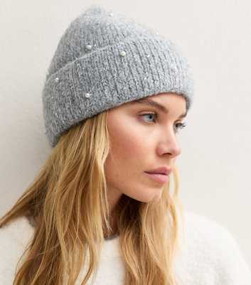 Dark Grey Embellished Beanie