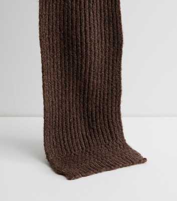 Dark Brown Ribbed Long Scarf