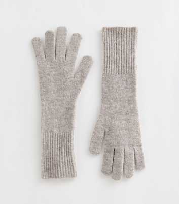 Oatmeal Long Knitted Gloves