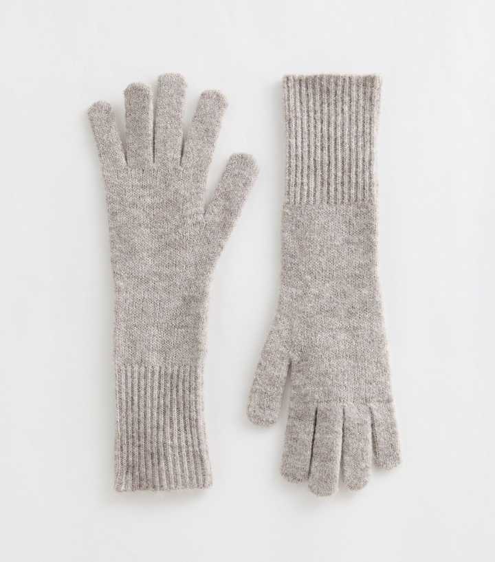 Oatmeal Long Knitted Gloves