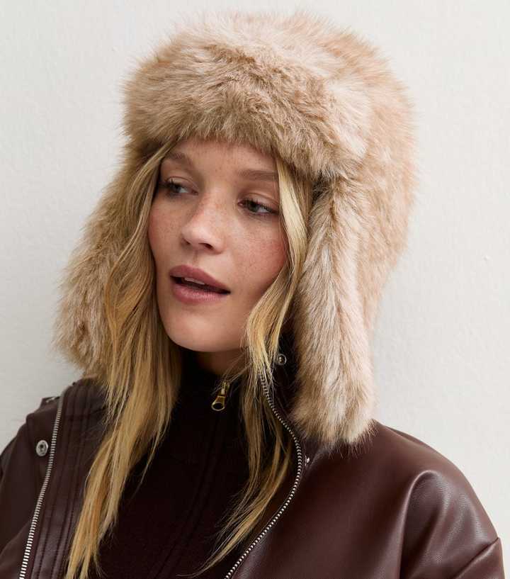 Oatmeal Faux Fur Trapper Hat