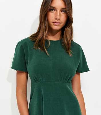 Dark Green Corduroy Batwing Sleeve Mini Dress