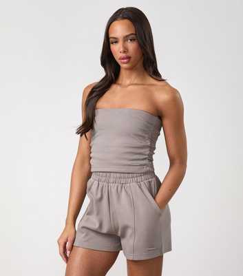 Gym King Light Grey Cropped Bandeau Top