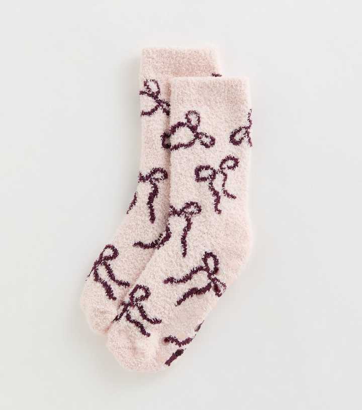 Pink Fluffy Bow Ankle Socks