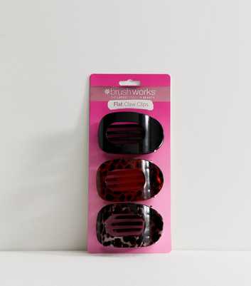 Brushworks Brown Pack Of 3 Flat Claw Clips
