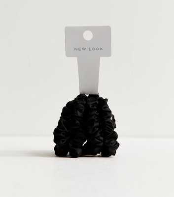 Black Pack of 6 Skinny Satin Scrunchies
