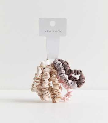 Cream Pack of 6 Skinny Satin Scrunchies