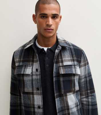 Blue Plaid Front Pocket Padded Shacket