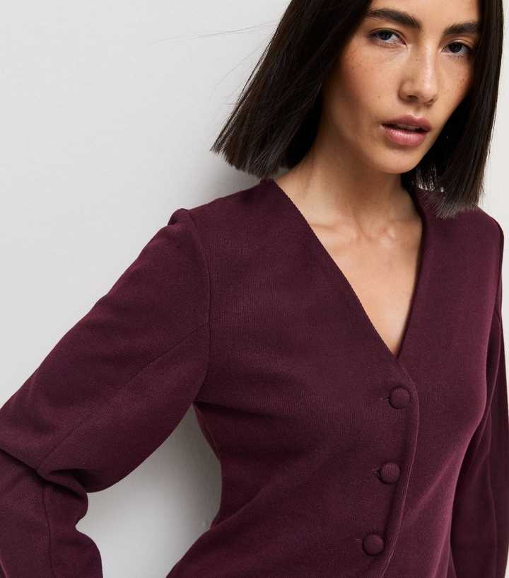 Dark Burgundy Soft Touch V Neck Cardigan