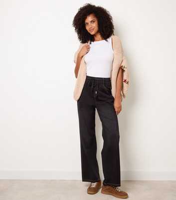 Blue Vanilla Black Elasticated Waist Wash Effect Jeans