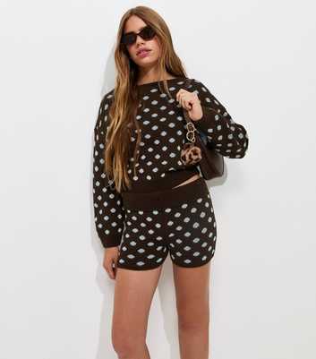 Girls Brown Dot Pattern Knitted Shorts