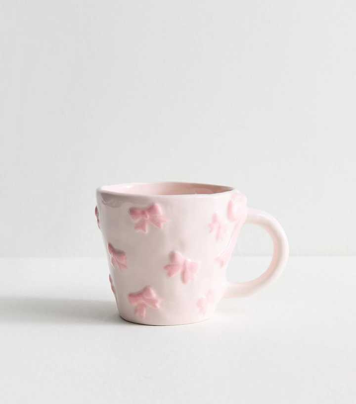 Pink Ceramic Bow Patterned Mug